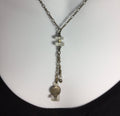 MossberryandStone Recycled Glass Y Necklace Swarovski Crystal 16in
