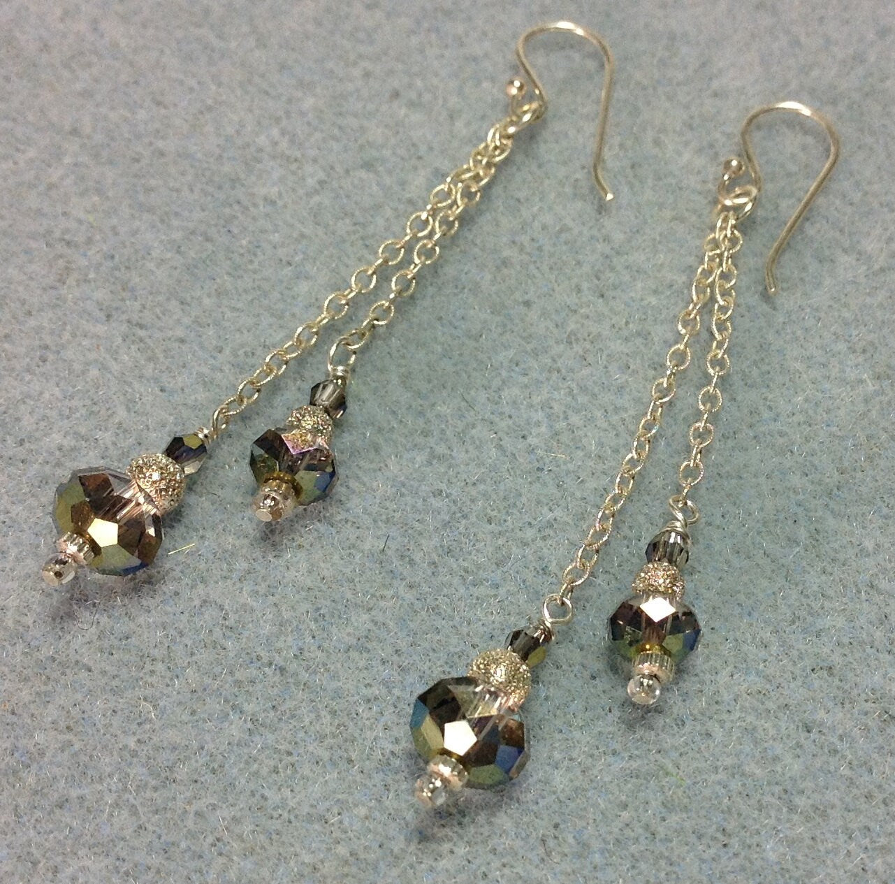 MossberryandStone Swarovski Crystal Dangle Earrings Sterling Silver