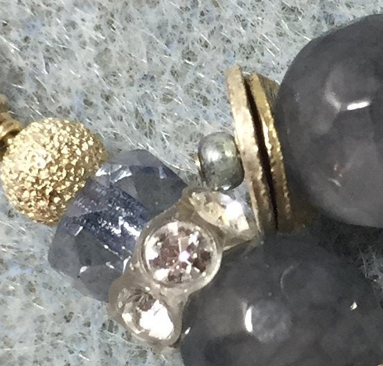 Mossberryandstone Gray Jade Swarovski Crystal Drop Earrings 8mm
