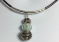 MossberryandStone Sterling Silver Leather Choker Necklace, Bali Bead