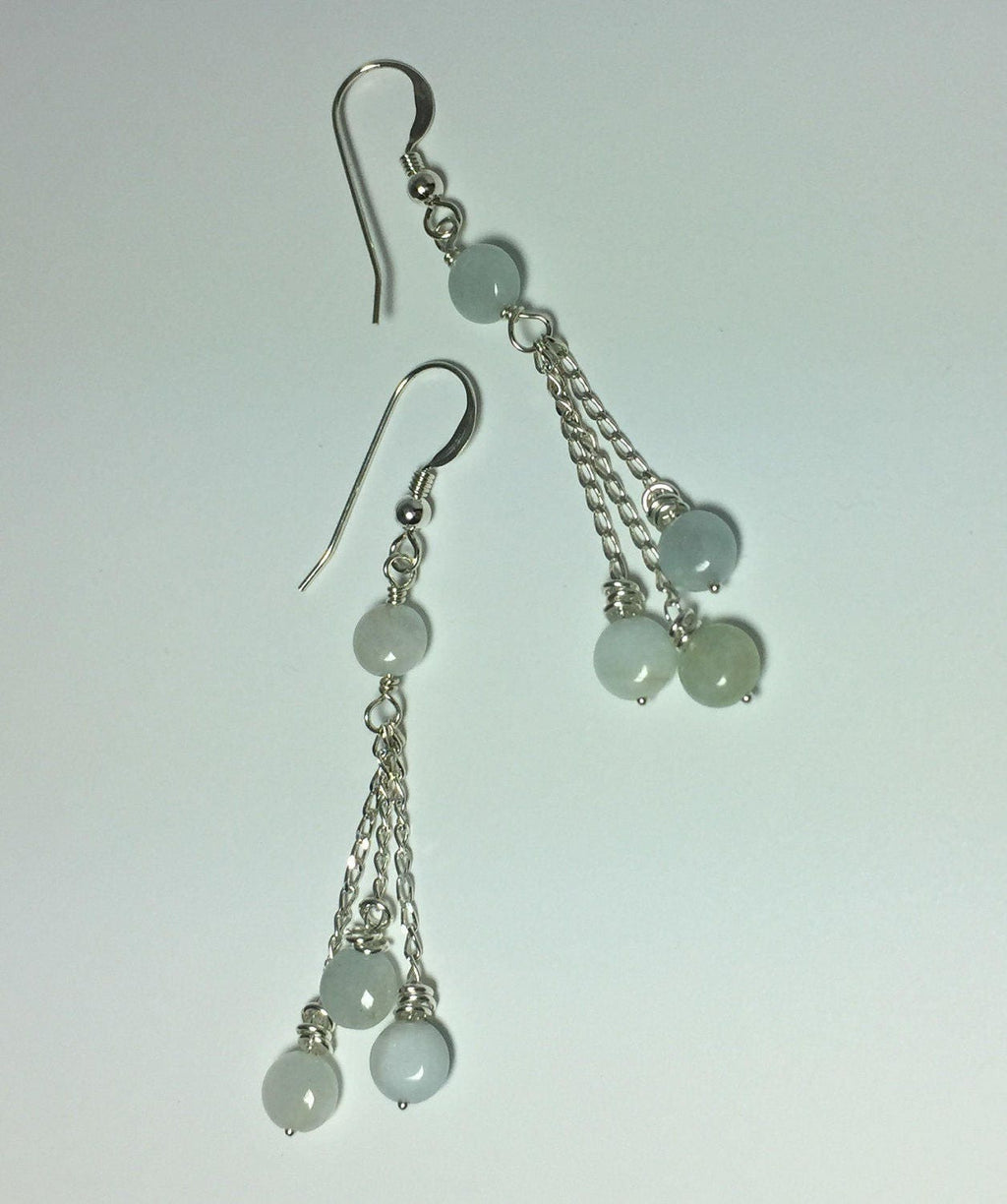 MossberryandStone Aquamarine Sterling Silver Dangle Earrings March Birthstone