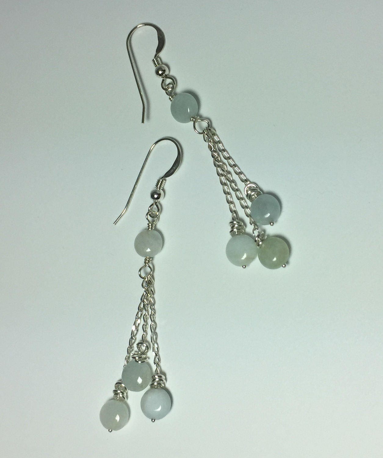 MossberryandStone Aquamarine Sterling Silver Dangle Earrings March Birthstone