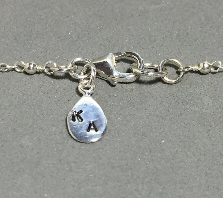 MossberryandStone Personalized Onyx Charm Necklace Sterling Silver Pendant