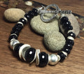 MossberryandStone Black Onyx Beaded Bracelet Silver Toggle Clasp