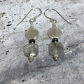 MossberryandStone Rutilated Quartz Sterling Silver Dangle Earrings Black