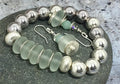 MossberryandStone Recycled Glass Beaded Bracelet Seafoam Green