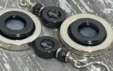 MossberryandStone Hematite Graduated Circle Drop Earrings