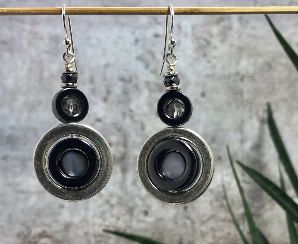 MossberryandStone Hematite Graduated Circle Drop Earrings