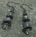 MossberryandStone Gunmetal Silver Jade Dangle Earrings 1.5in