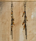 MossberryandStone Antique Bronze and Amber Bar Drop Earrings 2 3/4in