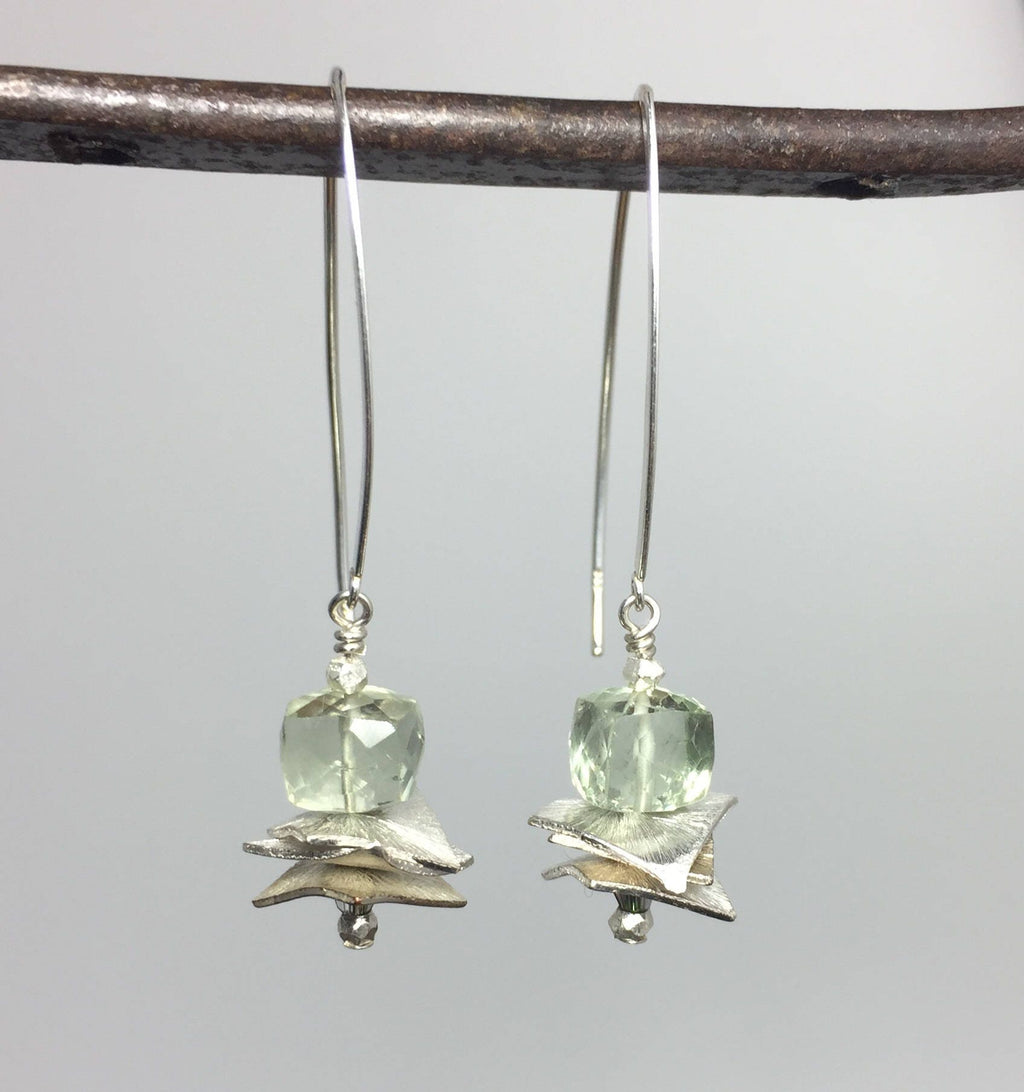 MossberryandStone Sterling Silver Faceted Gemstone Dangle Earrings