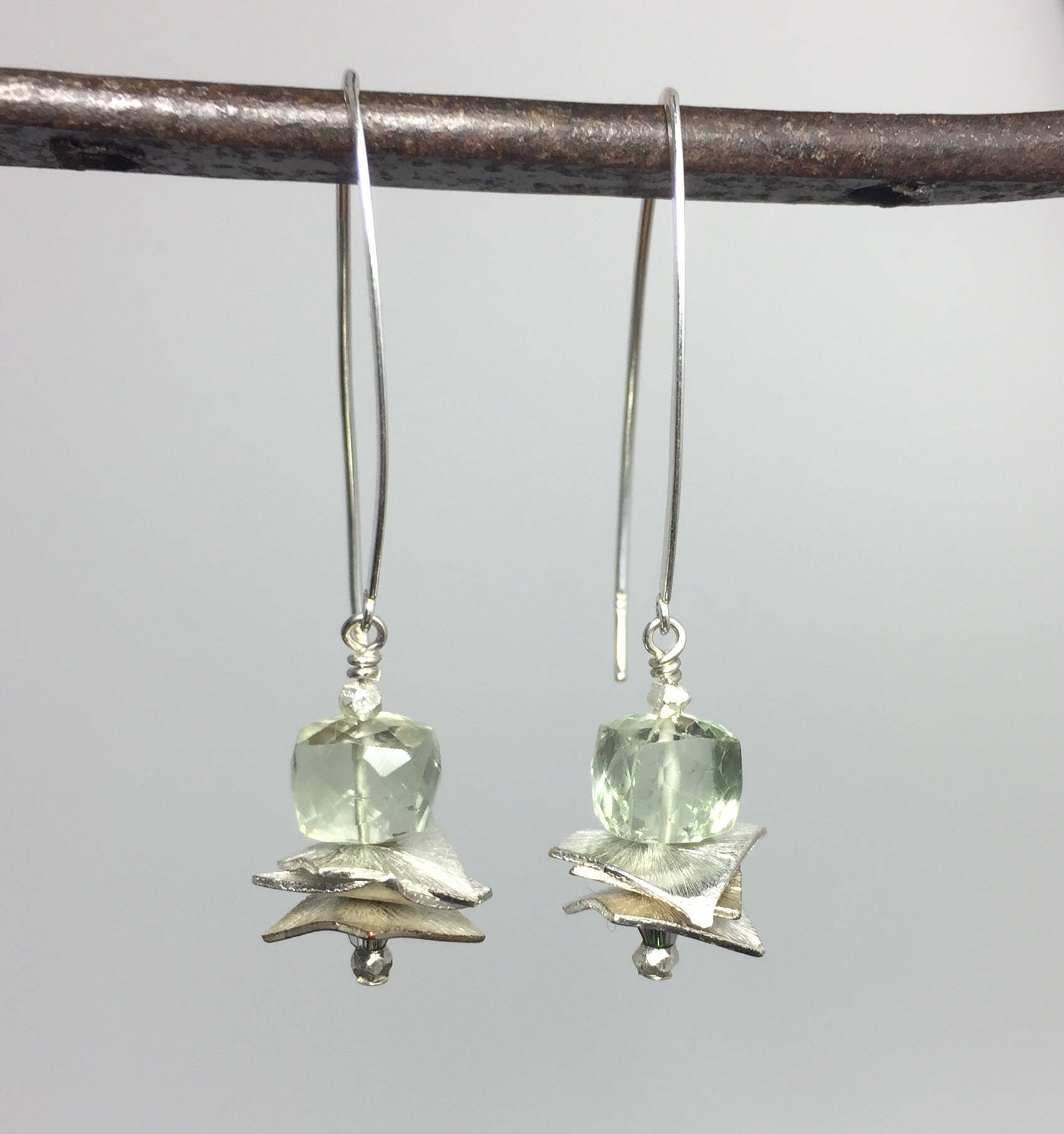 MossberryandStone Sterling Silver Faceted Gemstone Dangle Earrings