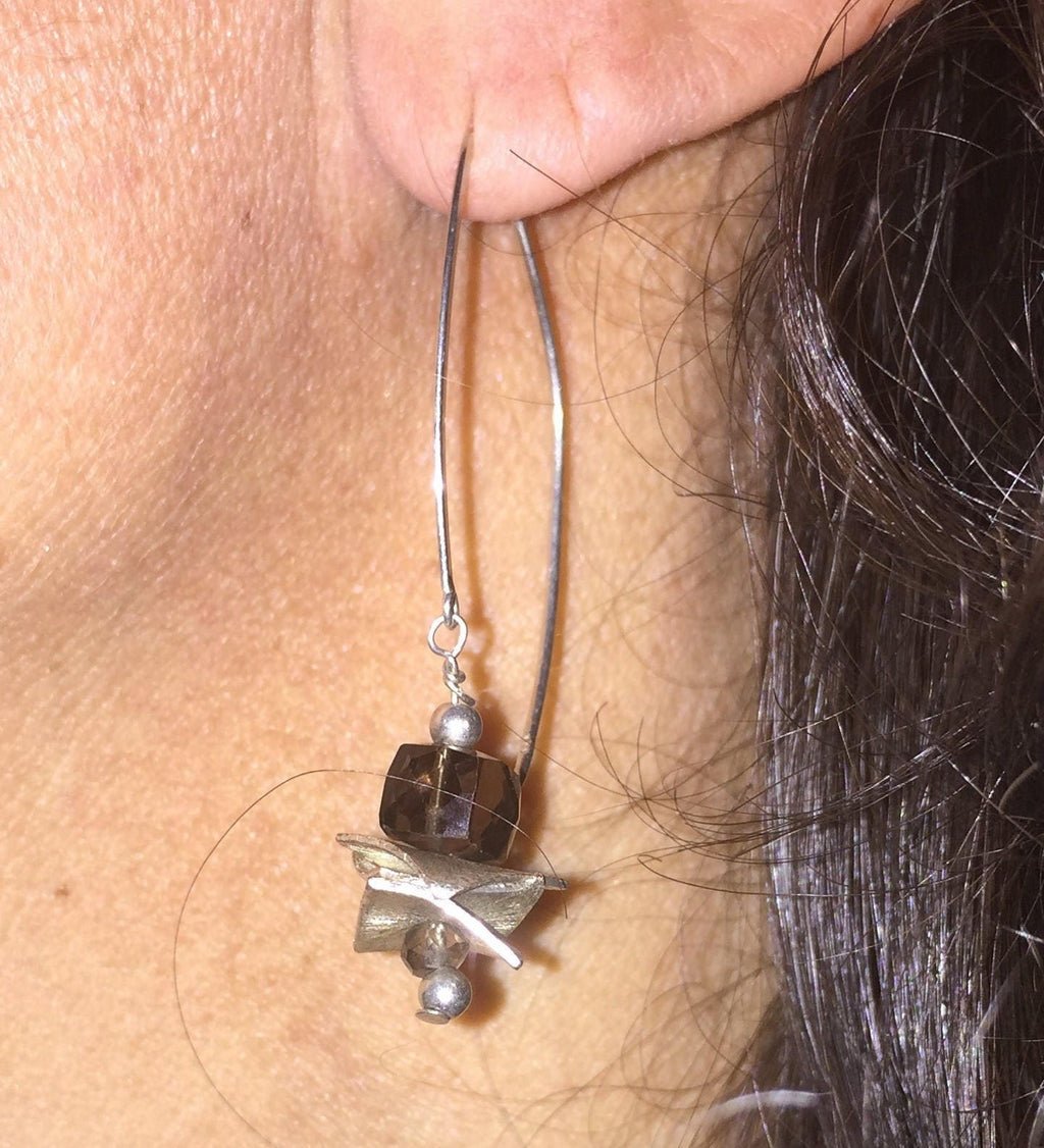MossberryandStone Sterling Silver Faceted Gemstone Dangle Earrings