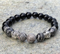 MossberryandStone Mens Picasso Jasper and Onyx Beaded Bracelet 10mm Black