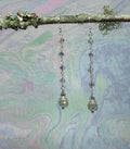MossberryandStone Blue Crystal Rosary Chain Dangle Earrings Silver