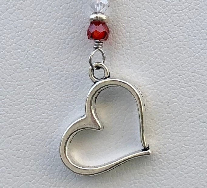 MossberryandStone Cubic Zirconia Heart Pendant Y Necklace 14-16in Silver