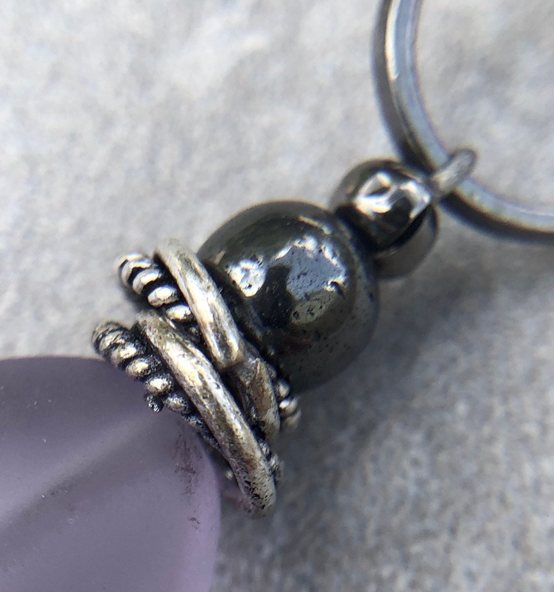 MossberryandStone Recycled Glass Choker Necklace Lavender Adjustable Chunky