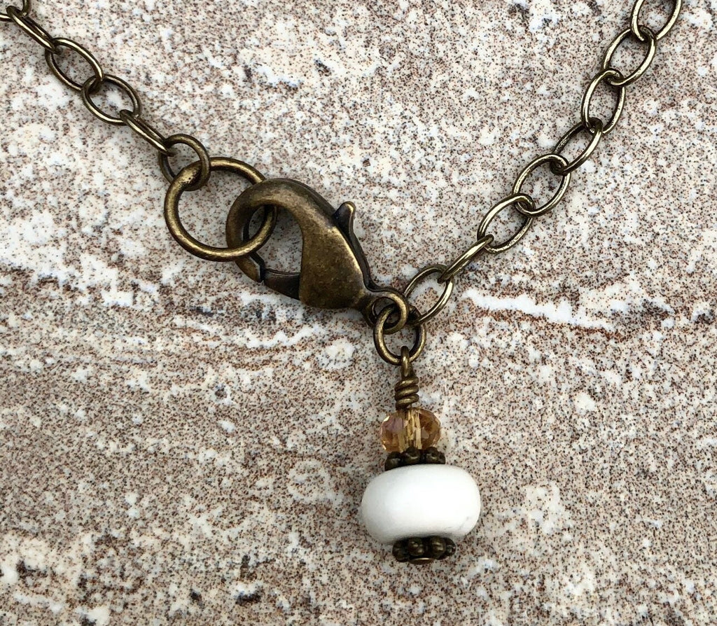 MossberryandStone Druzy Agate Long Tassel Necklace 30in Antique Bronze
