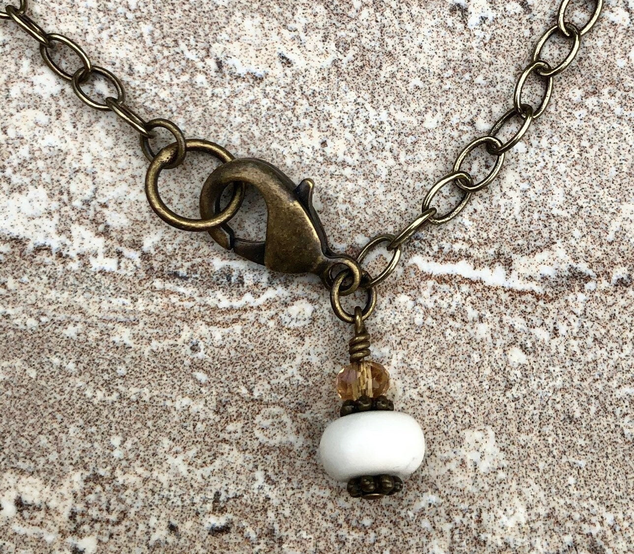 MossberryandStone Druzy Agate Long Tassel Necklace 30in Antique Bronze