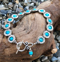 MossberryandStone Turquoise Howlite Toggle Bracelet Silver & Pewter Boho