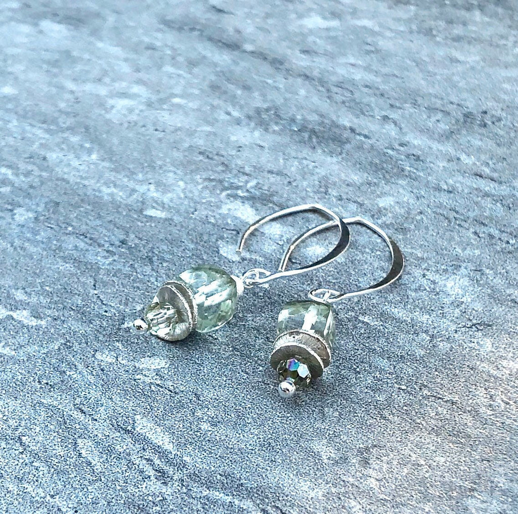 MossberryandStone Prasiolite Green Amethyst Sterling Silver Dangle Earrings