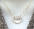 MossberryandStone Rose Quartz Half Moon Pendant Necklace Sterling Silver