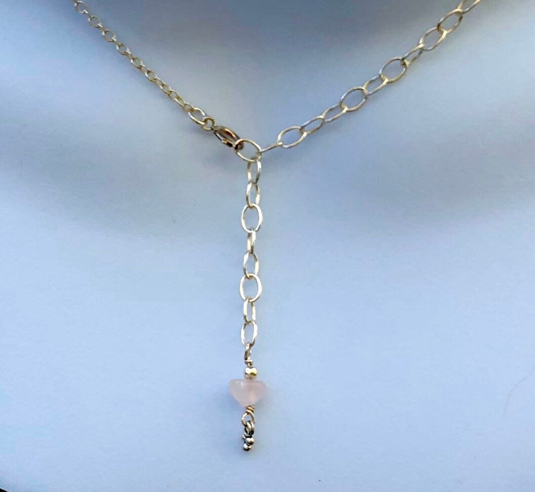 MossberryandStone Rose Quartz Half Moon Pendant Necklace Sterling Silver