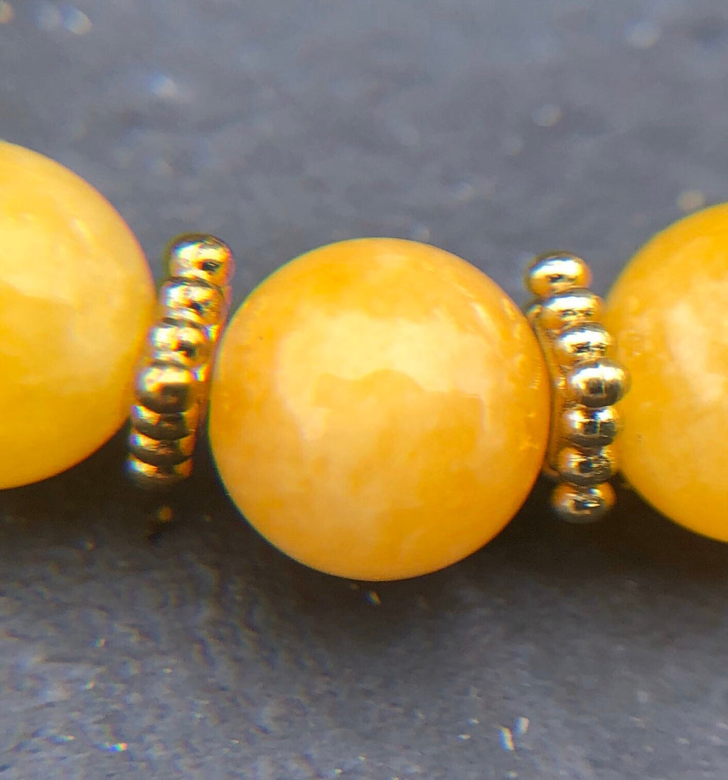 Warm Honey Jade Bracelet, Mookaite Bracelet, Antiqued Gold Bracelet, Beaded Bracelet, Stretch Bracelet, Stackable Bracelet
