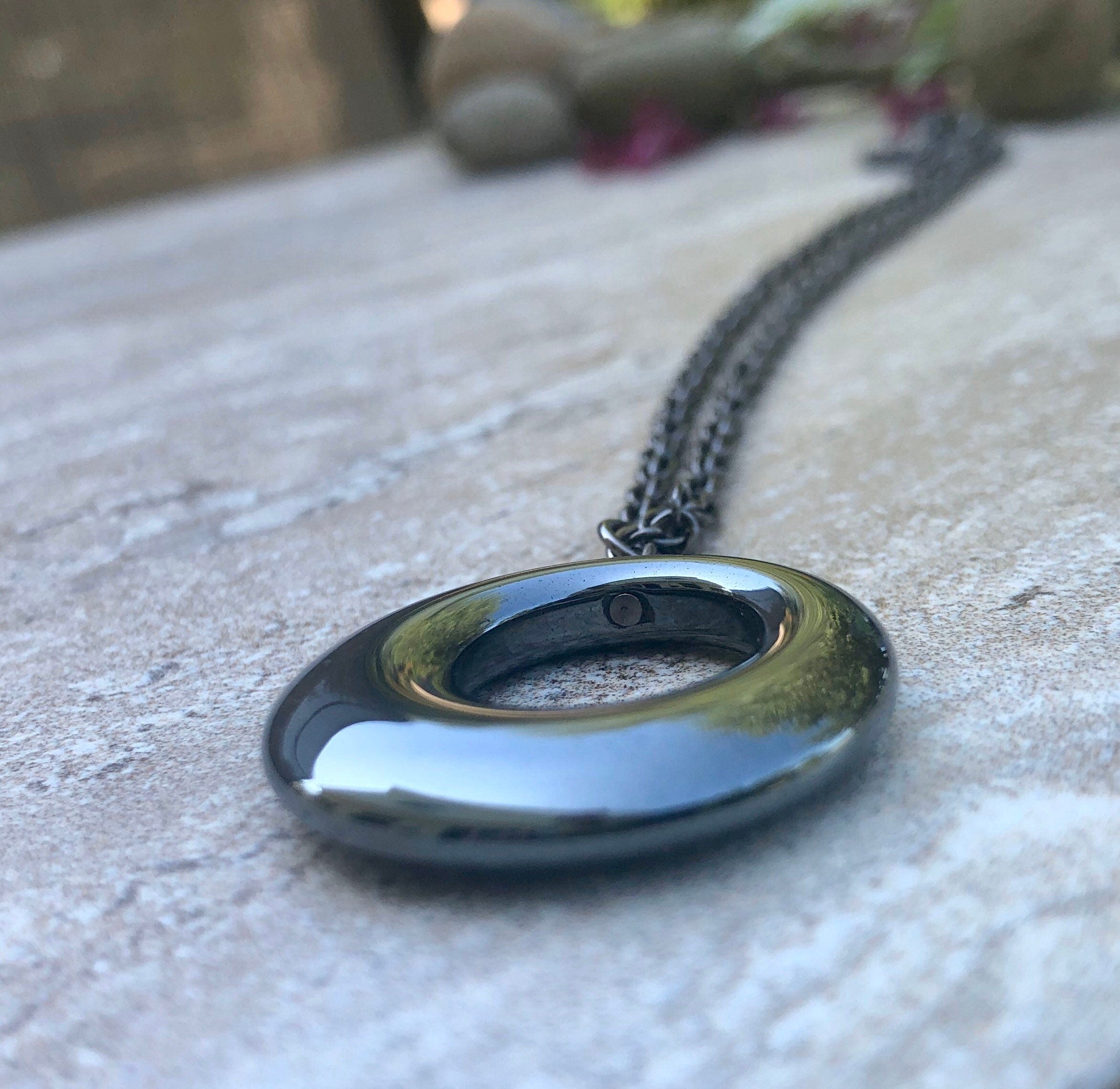MossberryandStone Mod Circle Pendant Necklace Oxidized Silver Rope Chain