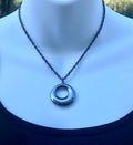 MossberryandStone Mod Circle Pendant Necklace Oxidized Silver Rope Chain