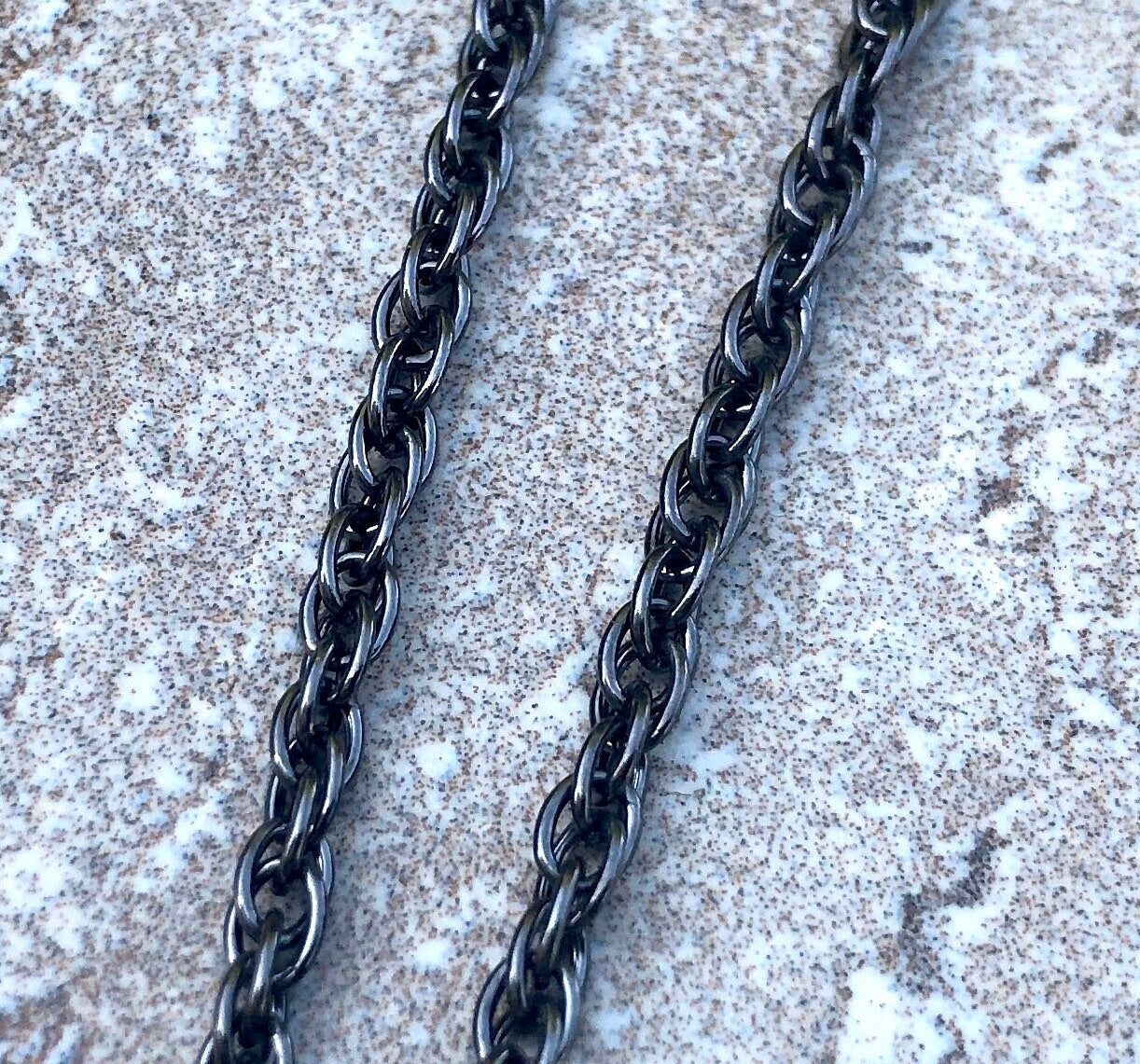 MossberryandStone Mod Circle Pendant Necklace Oxidized Silver Rope Chain