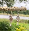 MossberryandStone Mystic Moonstone Sterling Silver Beaded Dangle Earrings