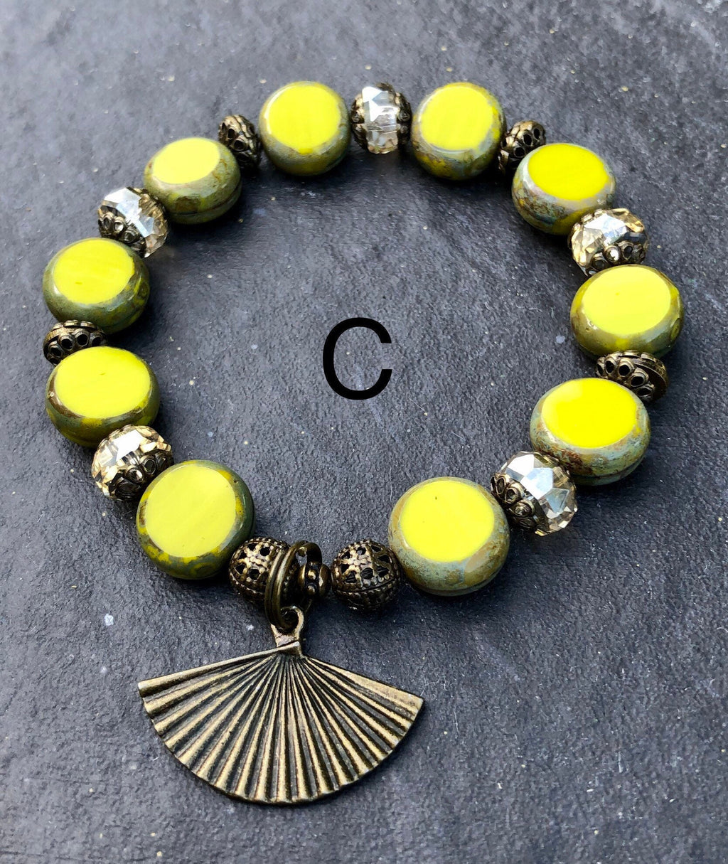 MossberryandStone Fan Flare Beaded Stretch Bracelet Set 3-Piece