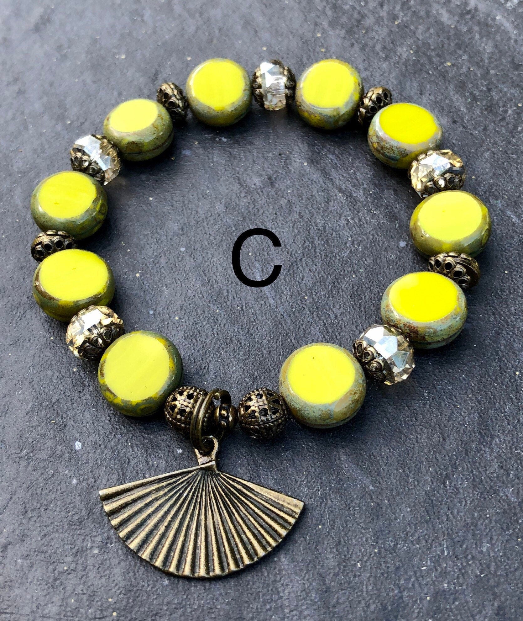 MossberryandStone Fan Flare Beaded Stretch Bracelet Set 3-Piece