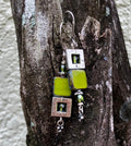 MossberryandStone Groovy Avocado Czech Glass Dangle Earrings 2in Silver