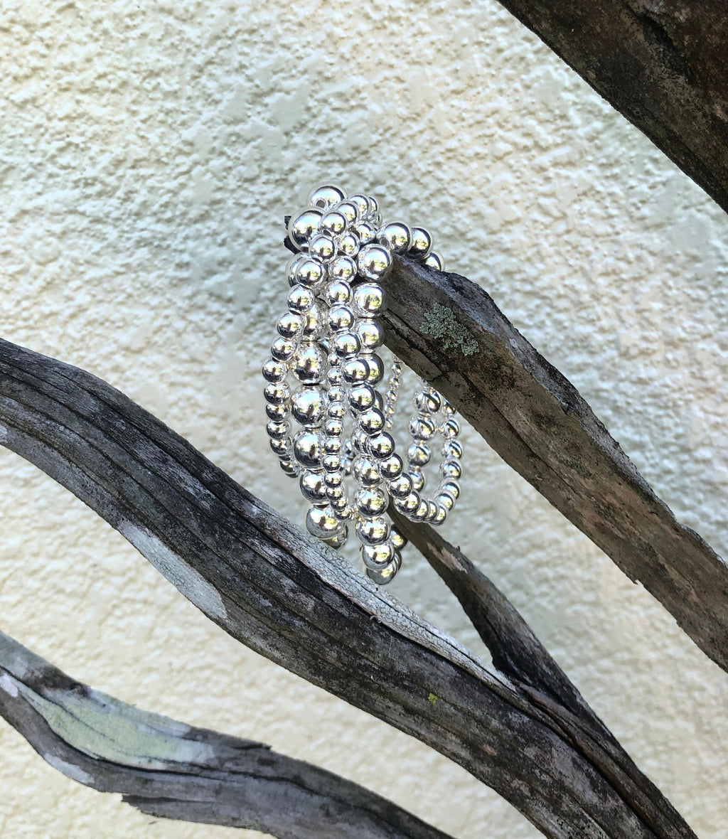 MossberryandStone Silver Hematite Stacking Beaded Bracelet