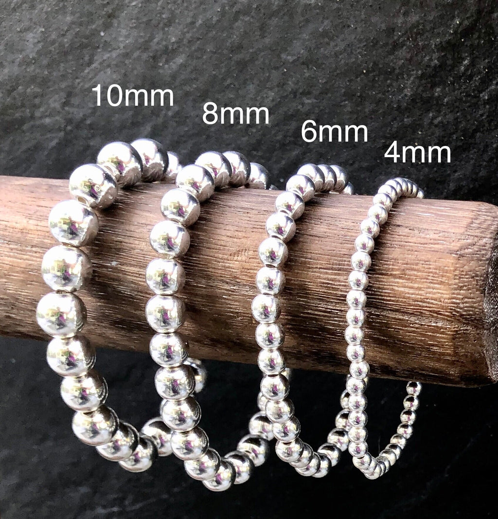MossberryandStone Silver Hematite Stacking Beaded Bracelet