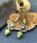 MossberryandStone Olive Jade Antique Bronze Boho Dangle Earrings