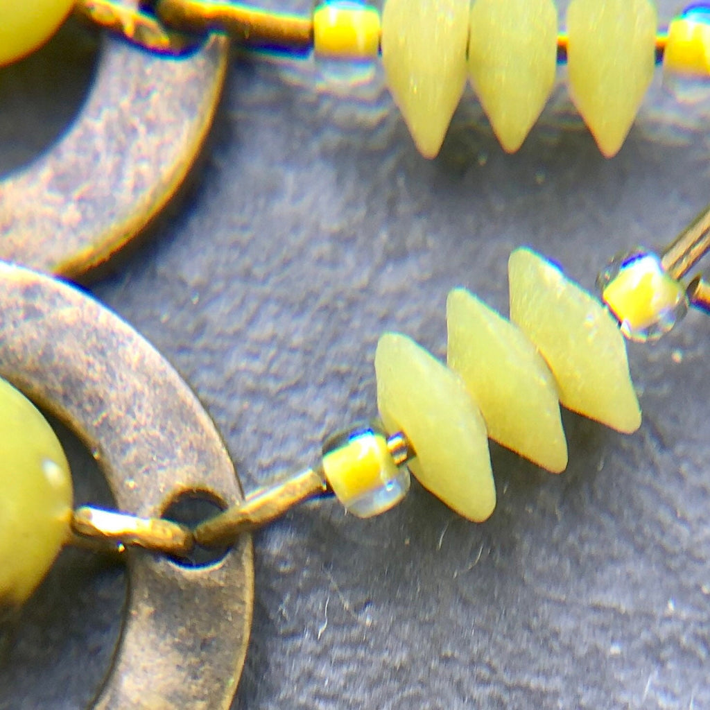 MossberryandStone Olive Jade Antique Bronze Boho Dangle Earrings