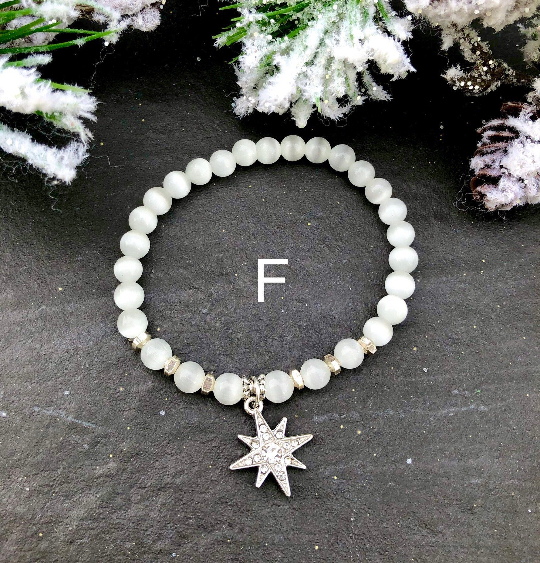 MossberryandStone Winter Wonderland Bracelet Stack 6-Piece Silver Beaded
