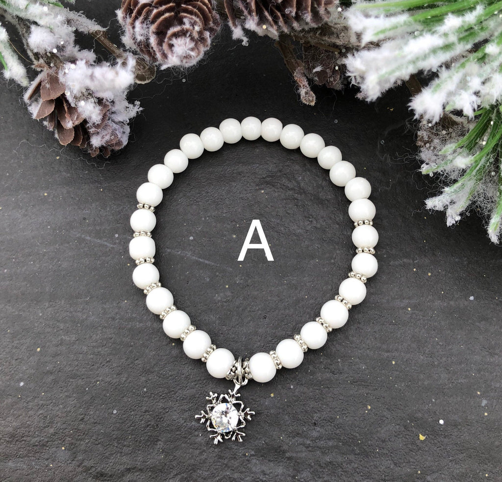 MossberryandStone Winter Wonderland Bracelet Stack 6-Piece Silver Beaded