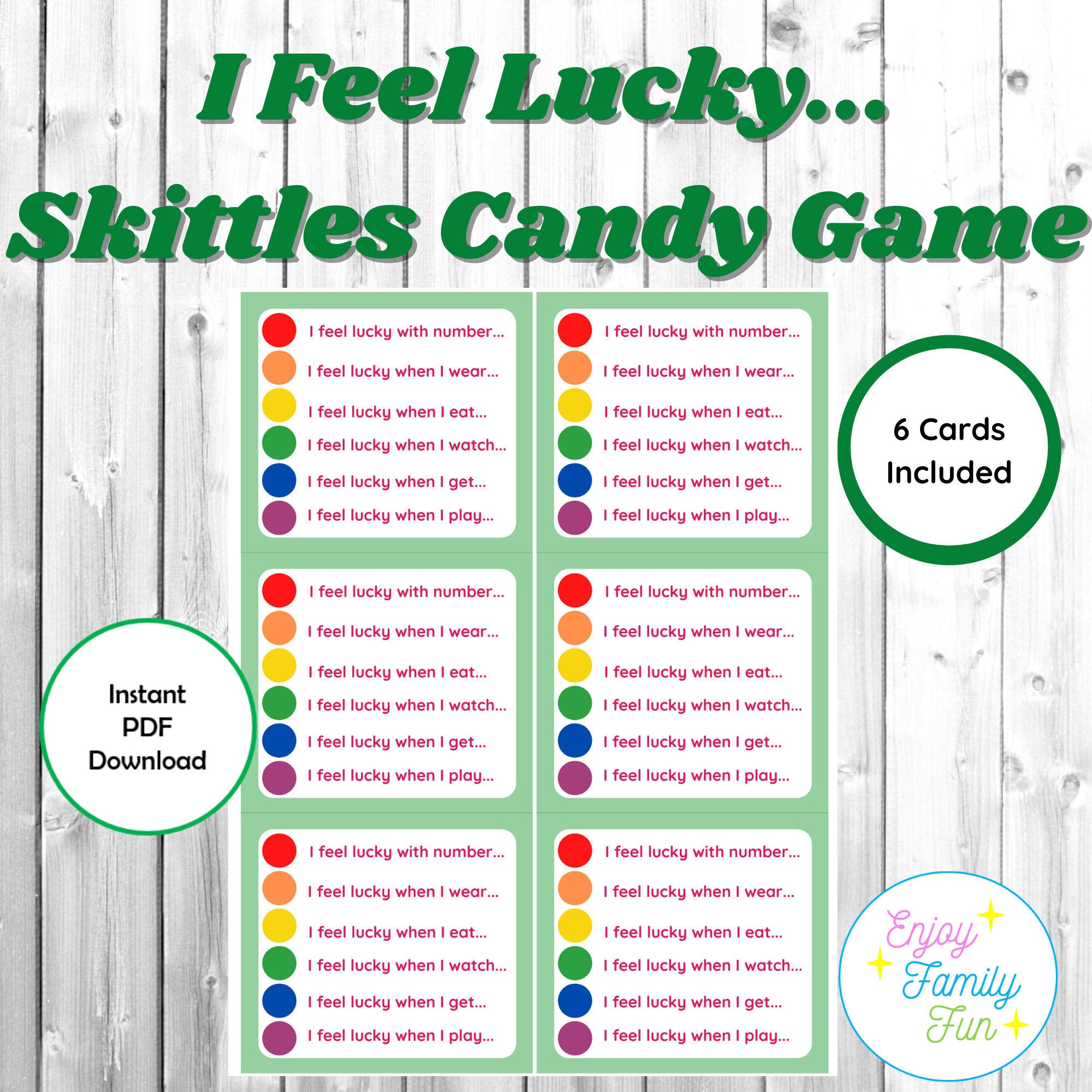 SunflowerSchool St. Patrick's Day I Feel Lucky Game 6 Cards