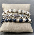 MossberryandStone Starfish Bracelet Stack 3-Piece Beaded Bracelet Set 6.5in