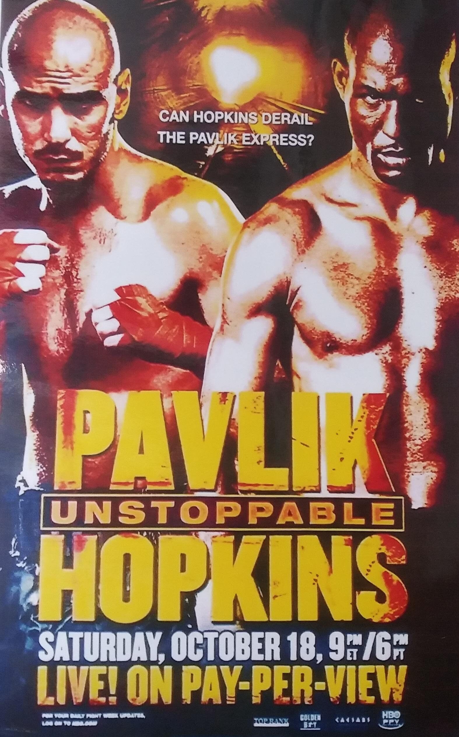 Pavlik vs Hopkins Fight Poster Laminated Print 11x17