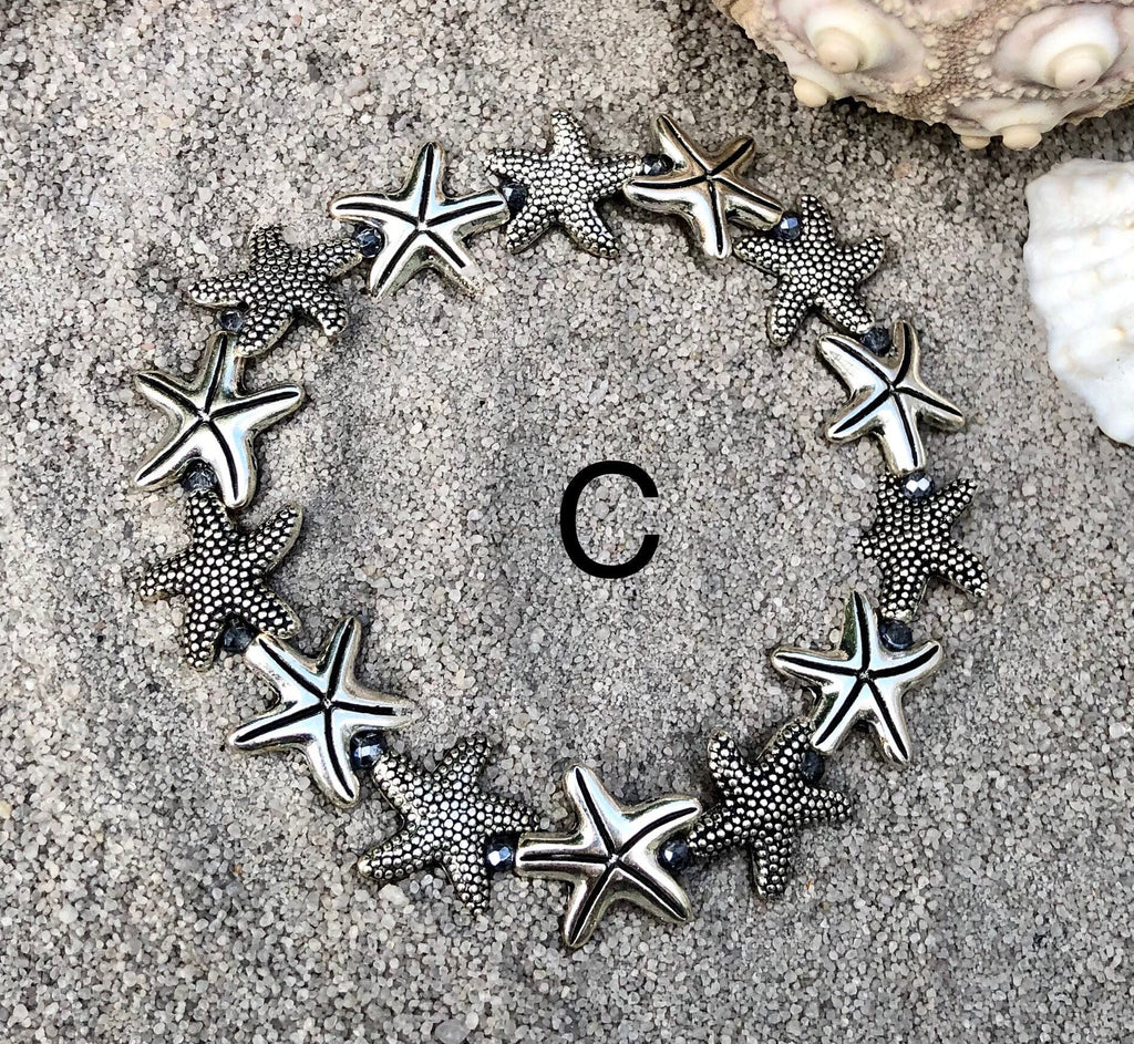 MossberryandStone Starfish Bracelet Stack 3-Piece Beaded Bracelet Set 6.5in