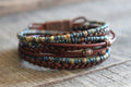 Men's Leather Wrap Bracelet: Boho Beaded Style