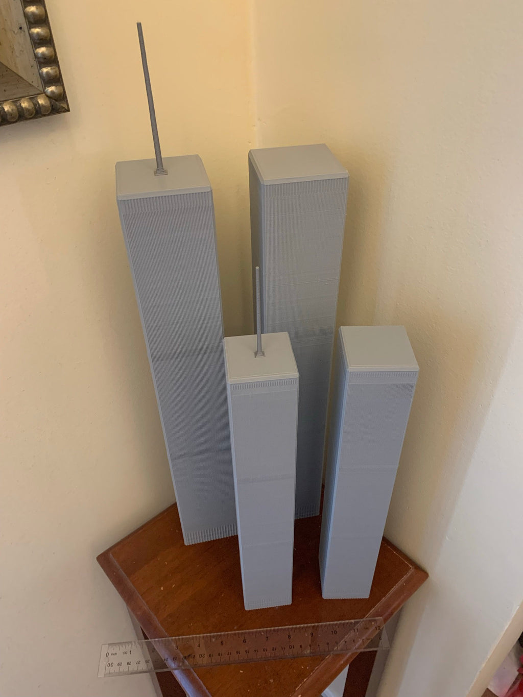 StarsoftheCity Twin Towers Model- 3D Printed Statue 17.75in Gray