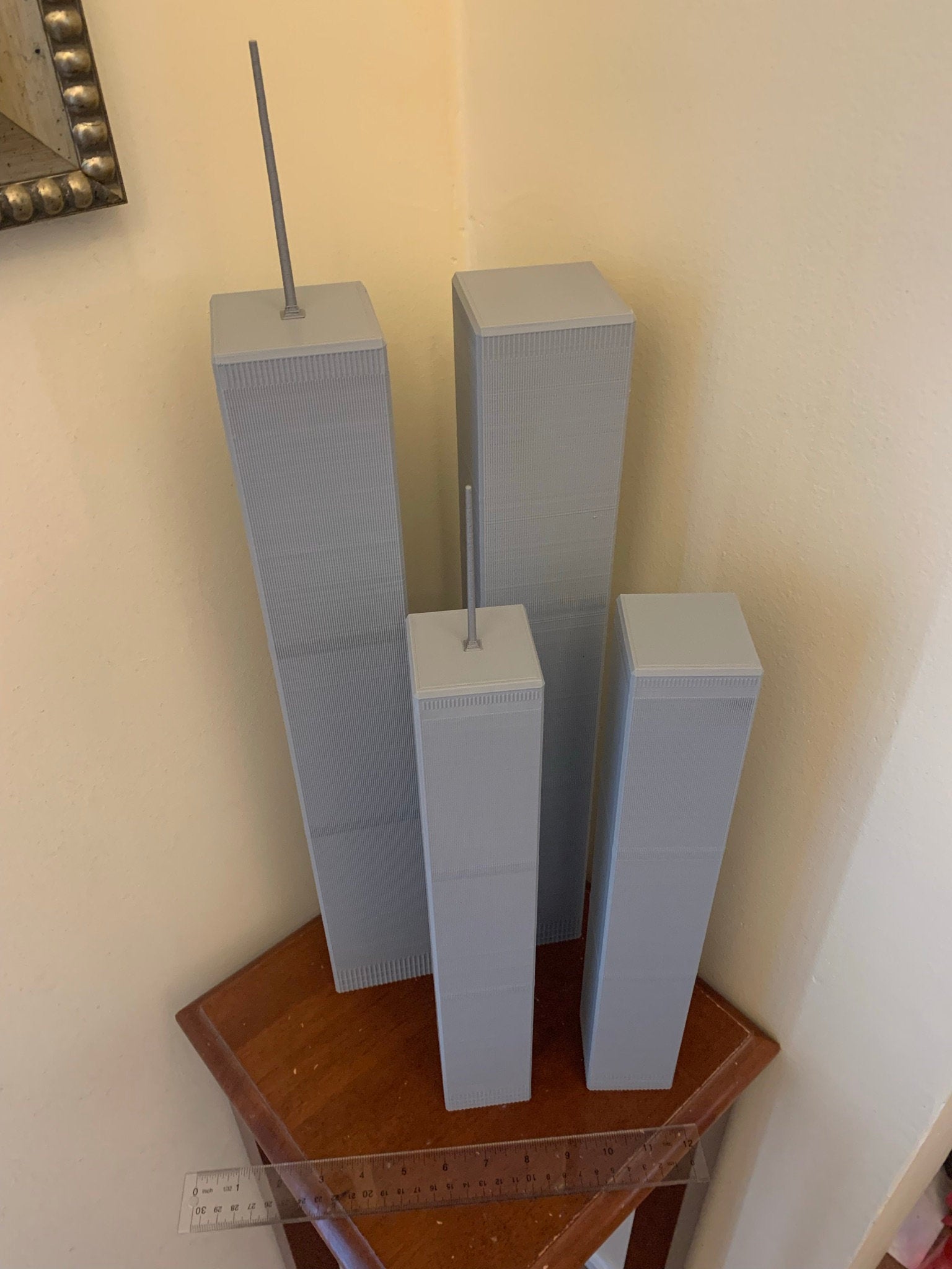StarsoftheCity Twin Towers Model- 3D Printed Statue 17.75in Gray