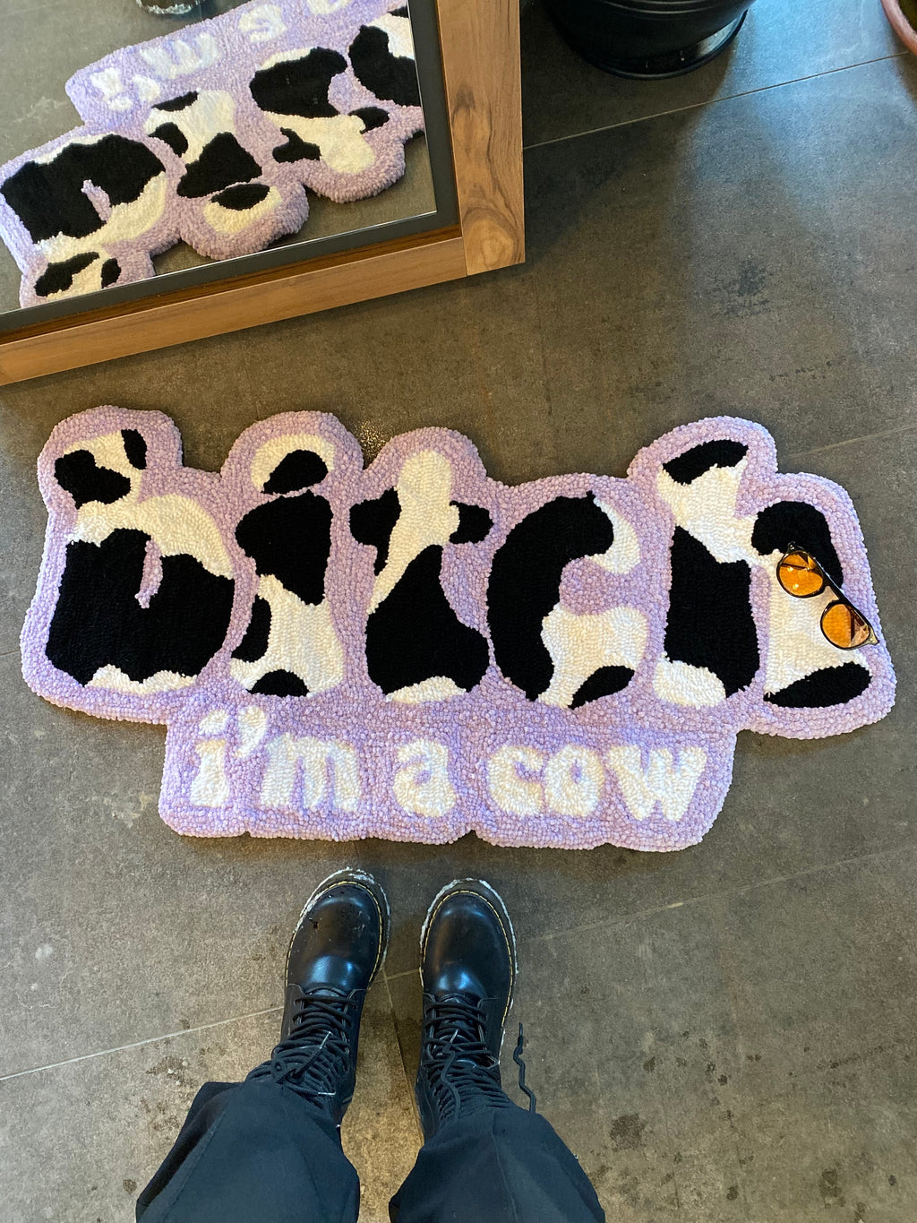 OrnnWorks I'm a Cow Tufted Rug Handmade Home Decor