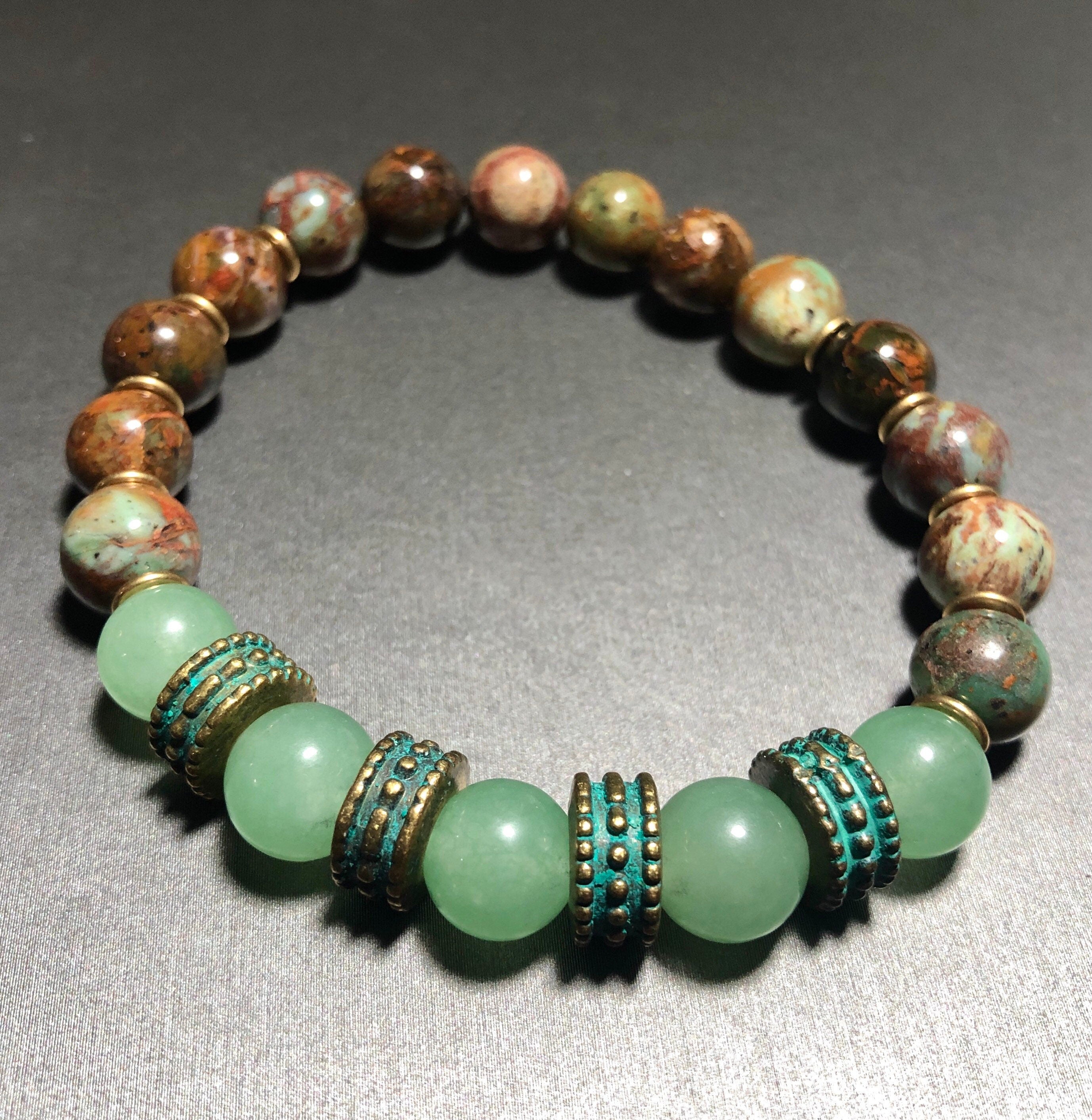 MossberryandStone Chinese Turquoise Aventurine Beaded Bracelet 10mm Unisex
